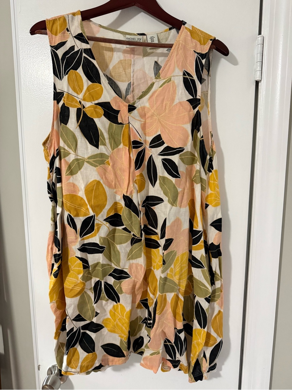 Rachel Zoe Floral Sleeveless Shift Dress in Yellow, Black & Peach